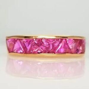 Lab Grown Sapphire Ring Gold Over Sterling Silver Size 4.75